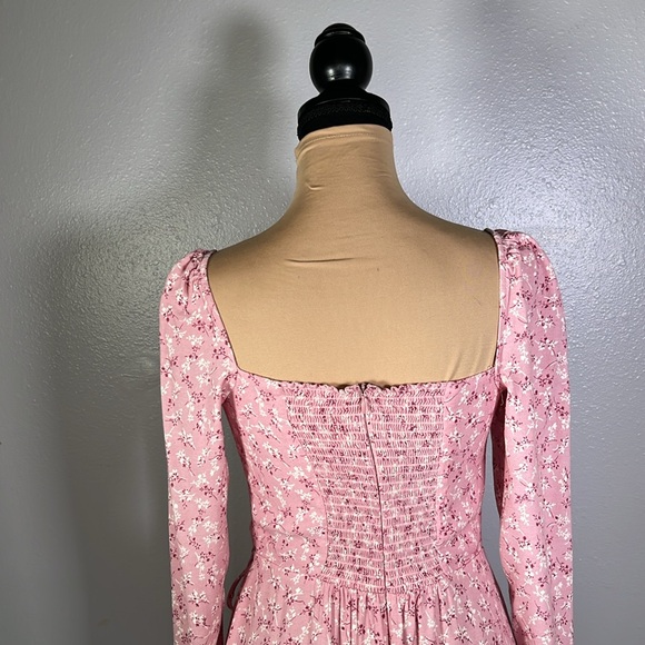 Reformation pink ditsy floral print longsleeve dress 6 coquette feminine brunch - Picture 11 of 16